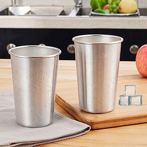 CherryKelly Stainless Steel Cup, Reusable Metal Beer Tumbler, Stackable Drinking Glass, BPA Free Mug, for Camping,Hiking, Outdoor, Indoor Activities,Kids - 500ml/17oz(5 Pack) — view 2