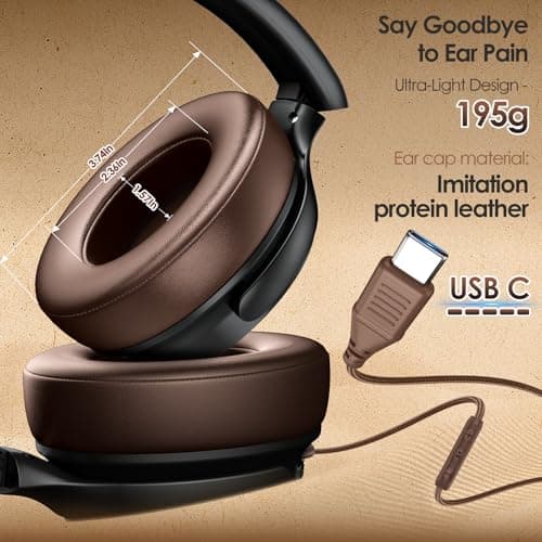 INFURTURE USB C Wired Headphones Active Noise Canceling Over Ear with Mic — view 2
