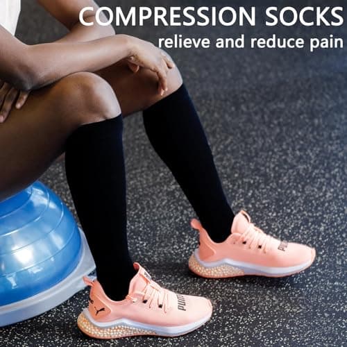 3 Pairs Compression Socks for Women Men, Calf Support Pressure Stockings, 15-20 mmHg Sports Sock for Flying Travel Yoga Nurses Running — view 6