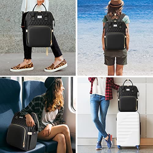 VSNOON Laptop Backpack for Women, 17.3 Inch Travel Backpack Wide Open — view 6