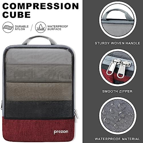 Prezon Compression Packing Cubes, Luggage Organiser Set, Extensible Suitcase Organiser, Packing Organisers for Suitcases, Packing Cubes for Travel or Home Storage — view 3