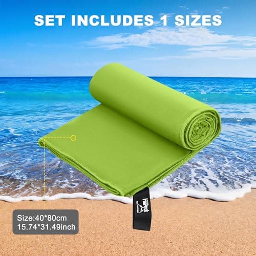 HiiPeak Microfibre Towel Compact Camping Gym towel - Quick Dry Lightweight Absorbent Sports Swimming traveling Hiking Drying Towel for Men,Women (Green-1pack, 40cm x 80cm) — view 3