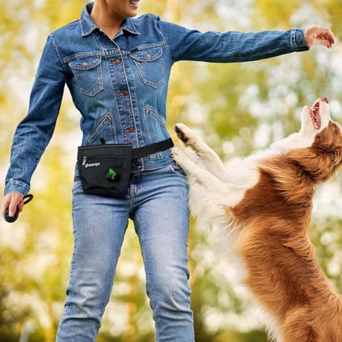 Gobeigo【Silicone Insert Bag Version】 Dog Treat Pouch and Training Clicker, 2 Pair Magnetic Closure, 2 Cup Walking Fanny Pack with Poop Bag Dispenser, Metal Belt Clip &Waist Strap — view 5