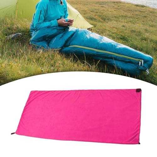 Perfeclan Fleece Sleeping Bag Liner Thermal Comfort Warm Sleeping Bag Blanket Liner for Travel Hunting Outdoor Mountaineering Indoor, pink — view 5