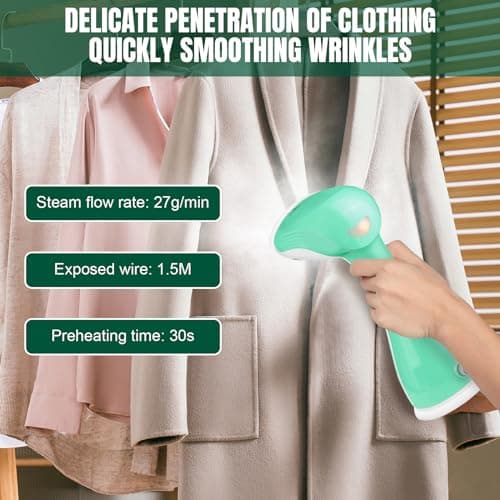2000W Handheld Portable Garment Wrinkle Remover, Fast Heat Up In 30 Seconds, Clothes Steamer Handheld Large 300ml Detachable Water Tank — view 6