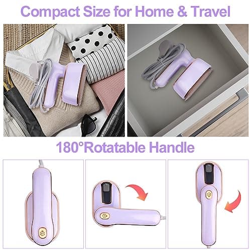 AUAUY Mini Steam Iron, 1000W Portable Handheld Travel Steam Iron(Purple) — view 6