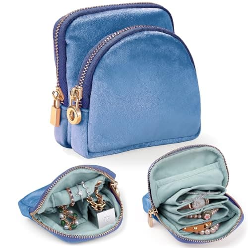 Lumayina 2-in-1 Small Travel Jewellery Organiser, Detachable Velvet Bag Set