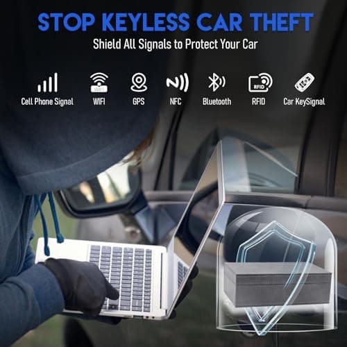 BOODPET Faraday Box for Car Keys & Phones (Grey) – Premium Crazy Horse Leather RFID Signal Blocker Case with 2 Anti-Theft Pouches (Blocks WiFi/GPS/Cellular) — view 3