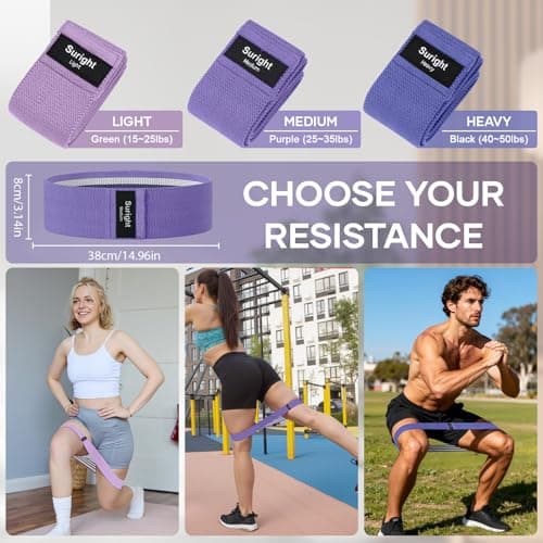 Suright Resistance Bands, Exercise Band with Set 3, Fabric Resistance Bands — view 3