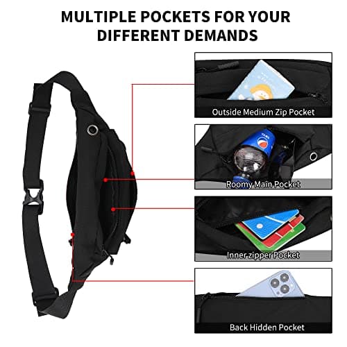 Bumbags Waist Fanny Pack Dog Walking Bum Bag with Adjustable Belt Bumbag for Travel Outdoor Sports Running Hiking Jogging Women Men — view 2