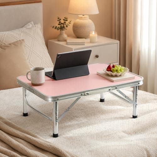 Minifactory Portable Folding Camping Table, Aluminium Outdoor Picnic Table with Carry Handle, Lightweight Foldable BBQ Table for Camping, Fishing, Garden, Beach, Market Stall and Travel (Pink) — view 5