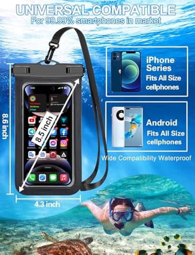 8 Pack Multicolor Universal Waterproof Phone Pouch, Large Phone Waterproof Case Dry Bag (Protection level: IP68) Outdoor Sports for Apple iPhone,Samsung,and up to 7.5" (Multicolor 8 Pack) — view 3