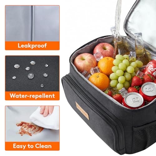 Lifewit 24L Insulated Lunch Bag for Men, Cool Bag for Lunch Box, Black — view 4