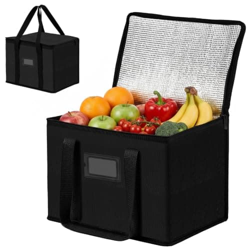 Alaoo 20L Foldable Insulated Bag for Food Travel Camping, Black, 35*23*26cm