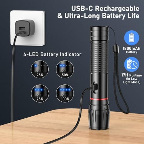 Blukar LED Torch Rechargeable, 2000L Super Bright Flashlight with 2 Colors — view 6
