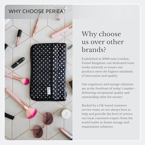 Periea 'Chelsy' Set of 3 Handbag Organiser Inserts - Women's Travel Cosmetic Bags with Zipper Closure - Expandable Liner Pouches (Small, Medium and Large) - Black with Neon Coral Zip — view 3