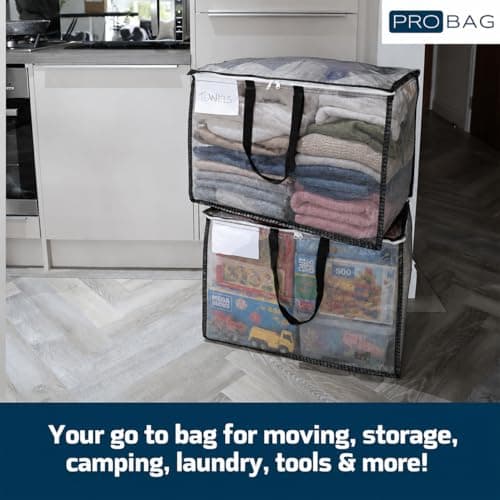 sackmaker Moving & Storage Bags – CLEAR - 100L - PREMIUM Grade, Reusable Zippered Tote for Moving House, Clothes Storage, Camping, Attic & More – Industrial Strength Laundry & Utility Bag (6) — view 5