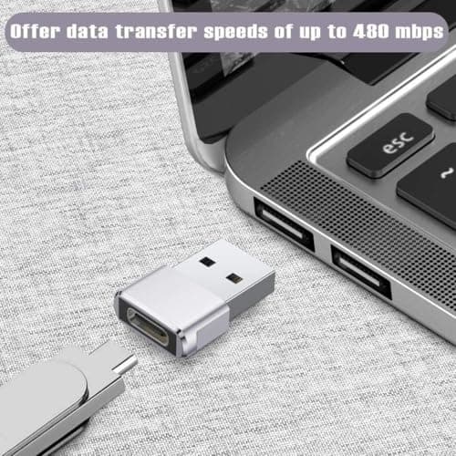 USB C to USB Adaptor, Type C Adapter, Type C Female to USB Male Converter with 5Gbps Data Transfer & Fast Charging, Compatible with All Devices with Laptop, PC, Power Bank (Silver) — view 6