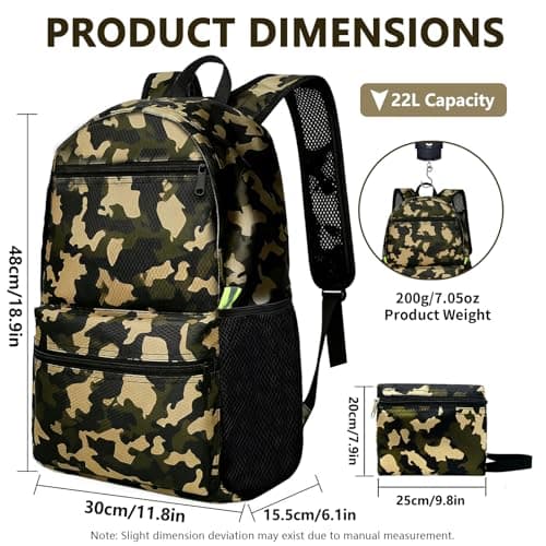 YINKIGI 22 L Small Rucksack for Men & Women, Lightweight Backpack Camo Bag — view 2
