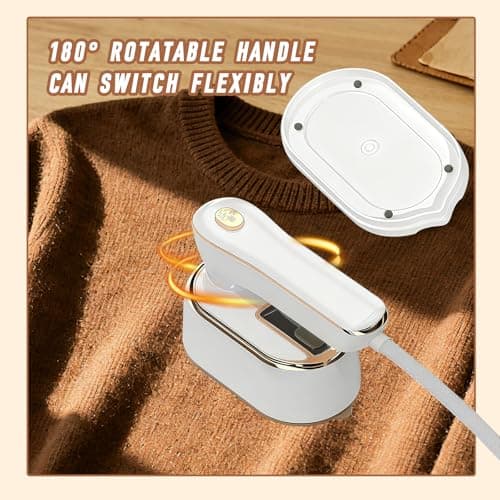 Houbobo Portable Clothes Steamer, Mini Handheld Travel Iron, Fast 20S Heat-up, 1000W Steamer Clothing with 180° Rotatable Handle, 2 In 1 Steamer Iron for Travel, Home, Office — view 4