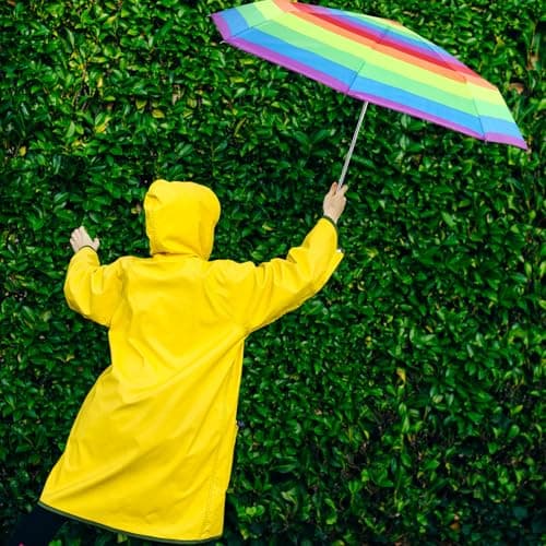 Cunno 12 Pc Rainbow Umbrella Portable Tri Folded Pride Umbrella Windproof Compact Rain Parasol for Travel Beach Wedding Party (Vibrant) — view 5