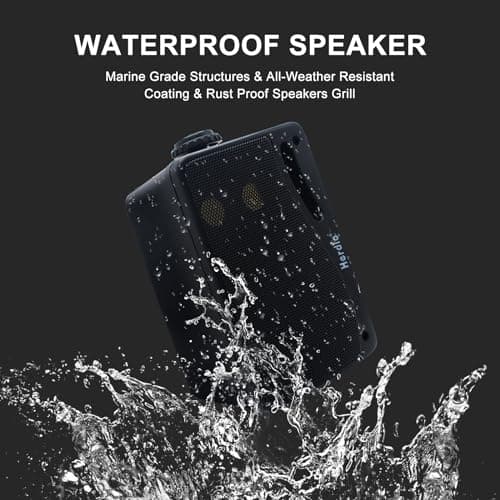 Herdio 3.5" Outdoor Bluetooth Speakers Wired Waterproof, 200W 3 Way Upgrade Premium Wall Mount Speakers, Durable Mountable Loud Sound System for Patio Indoor Deck Garage (Black Pair) — view 4