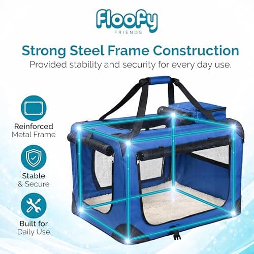 Floofy Friends Soft-Sided Dog Travel Crate - Foldable, Breathable Pet Carrier for Small Dogs & Cats, Ideal for Car Travel & Home Use — view 3