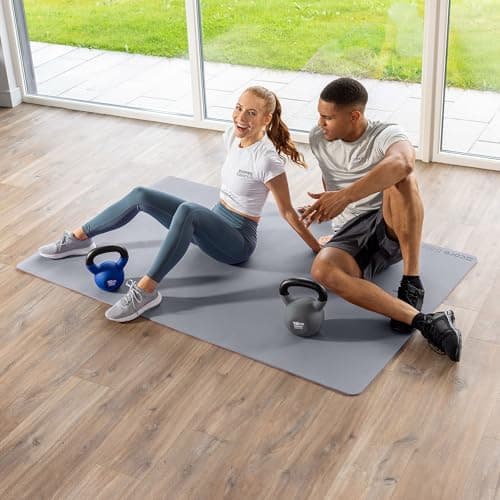 Core Balance Extra Large Yoga Mat 6mm Non Slip TPE Foam with Travel Strap L183cm x W116cm (Grey) — view 2