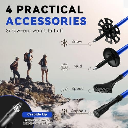DOBESTS Folding Walking Poles 2 Pack, Lightweight Collapsible Hiking Poles — view 4