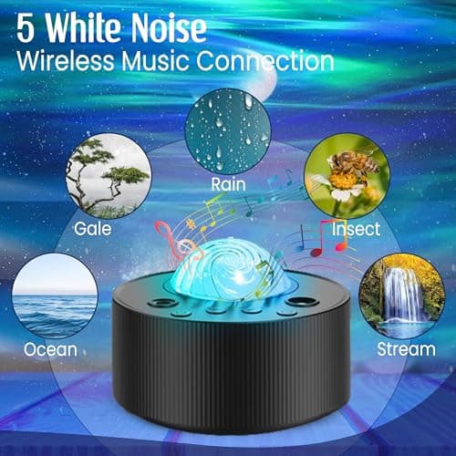 Northern Lights Aurora Sensory Light Star Projector Galaxy Projector with White Noise Machine, Bluetooth, Remote, Timer, Led Lights for Bedroom Bedside Lamps Bedroom Accessories Gifts for Women Girls — view 3