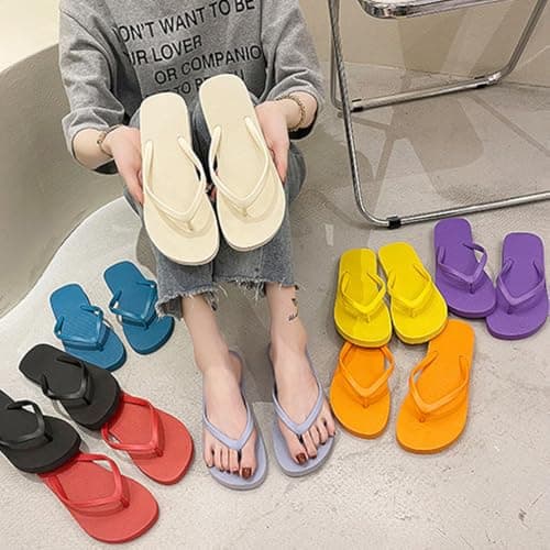 Slim Flip Flops for Women, Ladies Slippers Flat Sandals, Lightweight Basic Thongs Rubber Slides Slip-on Summer Shoes (Purple, Adult, Women, 6, Numeric Range, UK Footwear Size System, 7, Medium) — view 6