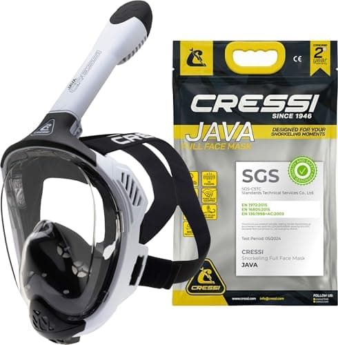 CRESSI since 1946 Java Adult Full Face Mask Compact Fit White/Black L/XL