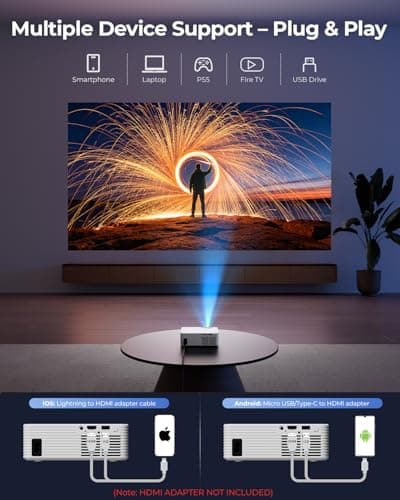 Mini Projector for iPhone, ELEPHAS Portable Projector for Bedroom — view 6