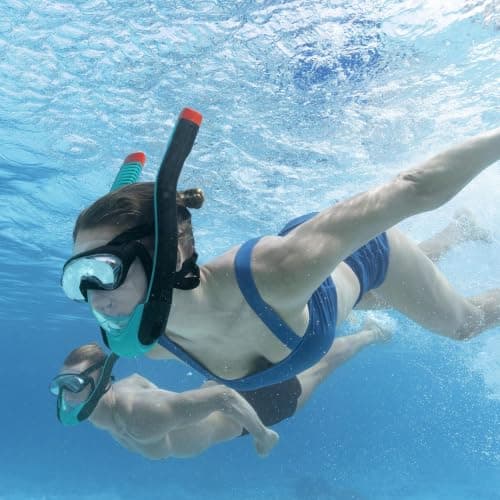 Hydro-Pro SeaClear Flowtech Full-Face Snorkelling Mask, Unisex Underwater Face Mask, Blue, S/M — view 3