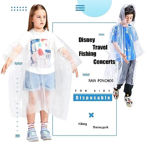 SWOGAA Disposable Rain Ponchos for Kids 6 Pack Extra Thick — view 2