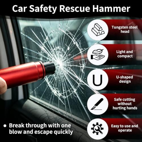 CVMGO 4PCS Car Window Breaker & Seatbelt Cutter Emergency Escape Tool — view 4