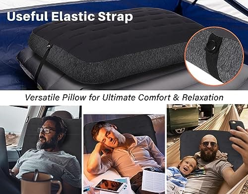 TREKOLOGY Camping Pillow - Large Inflatable (60x38cm) for Home-Like Comfort, Portable & Ergonomic, Easy to Clean, Durable & Leak-Proof, Adjustable Removable Strap for Secure Fit – ALUFT Ultra (Grey) — view 4