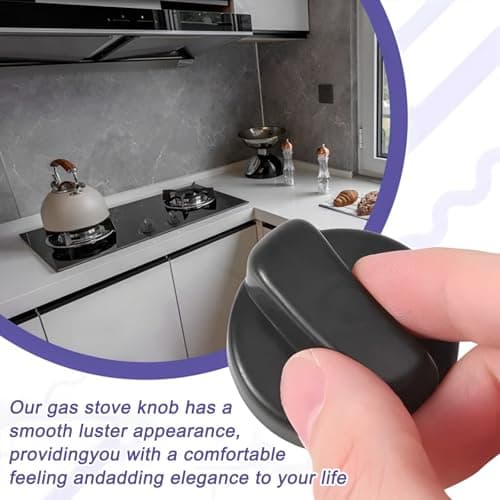 Innovess 4 Pack Universal Cooker Knobs Replacement with 12 Adapters Black Gas Hob Knobs Heat Resistant Oven Control Knobs for Cooker Stove Electric Oven Hob Knobs Replacement Kitchen Appliance — view 4