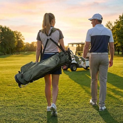 SPOTRAVEL Golf Stand Bag, Lightweight Golf Clubs Storage Bags with Adjustable Dual-Strap, 4-Way Top Divider & Foldable Bracket, Waterproof Golf Trolley Bag for Adults (Olive Green) — view 3