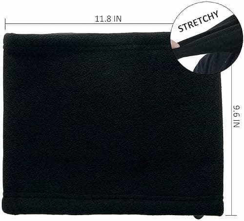 Black Fleece Snood Neck Warmer with Drawstring Toggle – Adjustable Thermal Winter Neck Gaiter Face Cover for Men & Women, Cold Weather Windproof for Walking Cycling Outdoor Work — view 3