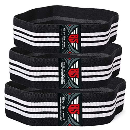 Resistance Bands (3 Pack) Booty Band Set Fabric Resistance Bands for Glutes, Hips and Legs Exercise and Fitness Yoga, Pilates, CrossFit, Sport, Physiotherapy and Recovery Men & Women (White Stripes)