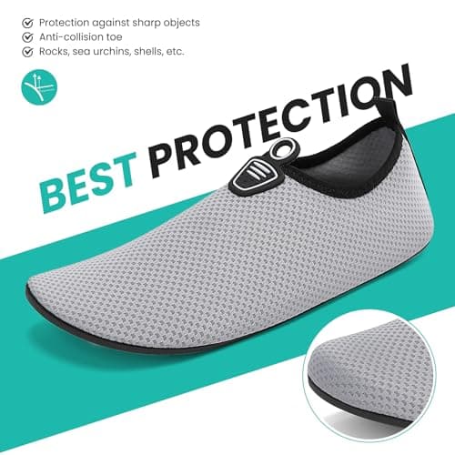 sportvibe Barefoot Water Shoes Men Women Lightweight Ladies Aqua Aerobics Shoes for Swim Running Surfing Driving Diving Kayaking Beach Yoga, Grey, 3.5 UK/36 EU — view 6