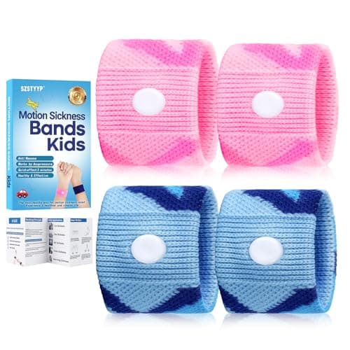 SZSTYYP Motion Sickness Bands for Kids Cruise Travel Essentials Anti-Nausea Acupressure Wristband for Morning Car Sea Sickness Wristbands for Kids (Blue/Purple)……