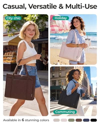 bagsmart Large Puffer Tote Bag, Padded 15.6" Laptop Work Handbag with Zip — view 2