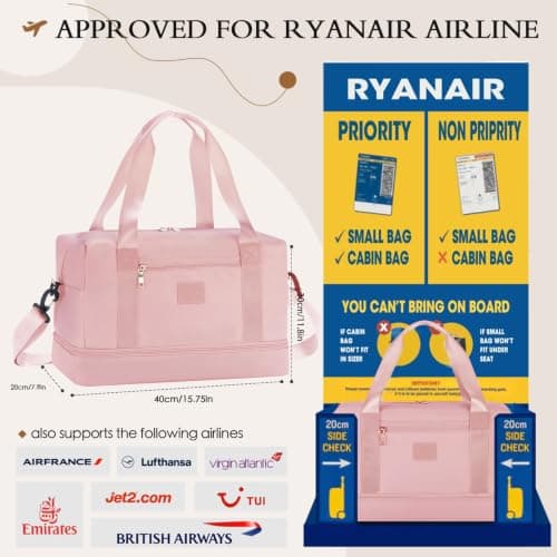 for Ryanair Cabin Bags 40x30x20 Underseat Hand Luggage Travel Bag 24L — view 2