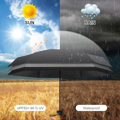 FWHFNB Travel Umbrella, Travel Mini Umbrella, Pocket Umbrella, UV Umbrella, UPF 50+, Portable Lightweight Compact, with Storage Box, for Men and Women (Sky Blue) — view 4