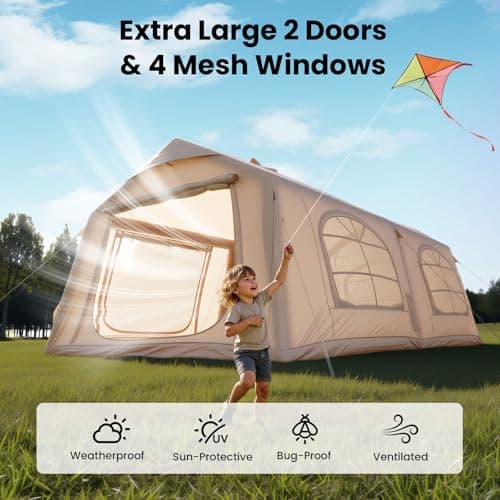 Ytaoeo Inflatable Tent, Outdoor camping tent (12 Person Khaki) — view 5