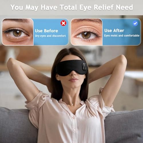 Heated Eye Mask, Light Blocking Warming Eye Mask for Dry Eyes, Black — view 6