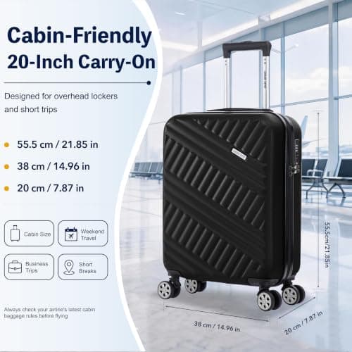 Luggage Depot Cabin Suitcase, 55x38x20cm TSA Lock for City Breaks, Black — view 2