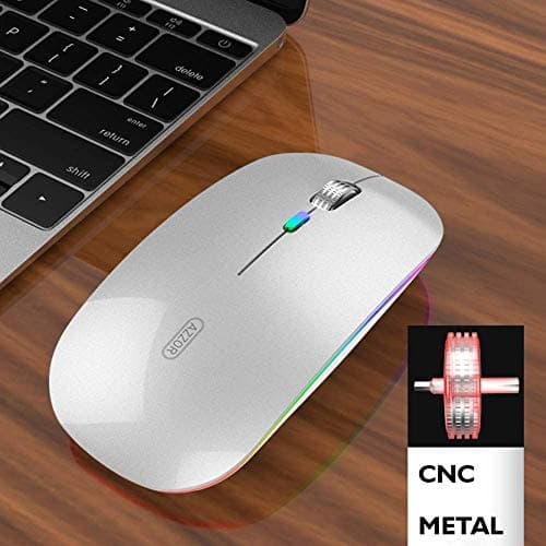 Uiosmuph G12 Wireless Mouse for Laptop, Rechargeable Mice, Silent - Silver — view 5
